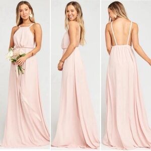 Bridesmaid Show Me Your MuMu Dusty Blush Backless Maxi Dress